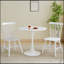 Table de salle à manger ronde blanche avec piédestal de conception de tulipe, parfaite pour les cuisines modernes et les repas décontractés pour 2 à 4 personnes-62474615