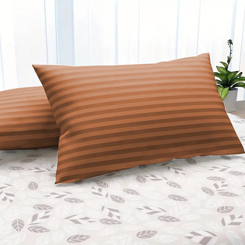Aspire Homeware Ultra Soft & Breathable Microfiber Striped Pillowcase (Pack Of 2), Peach