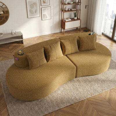 Minimalist Modern Curved Half Moon Compact Modular Compressed Sectional Sofa for Living Room, Office, Apartment