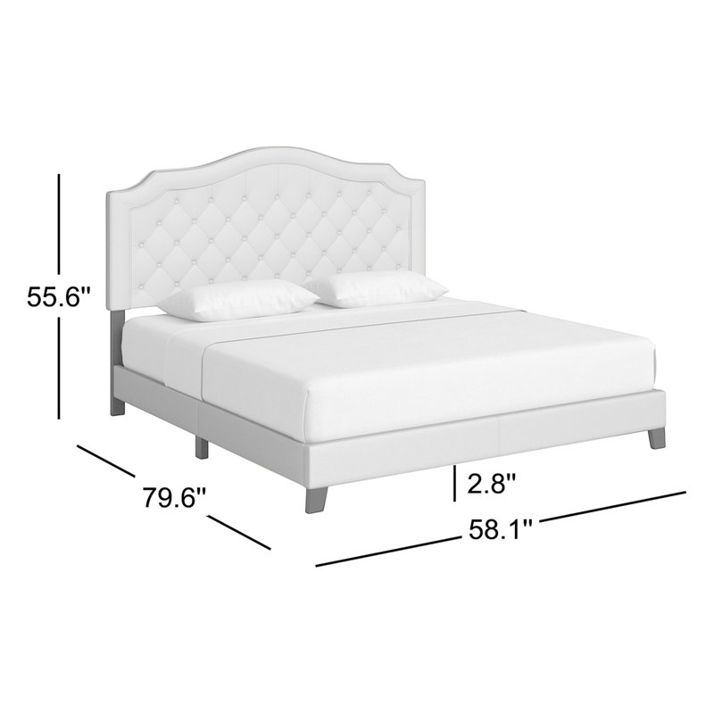 Alayah Tufted Upholstered Low Profile Standard Bed, Beige Linen, Fulll