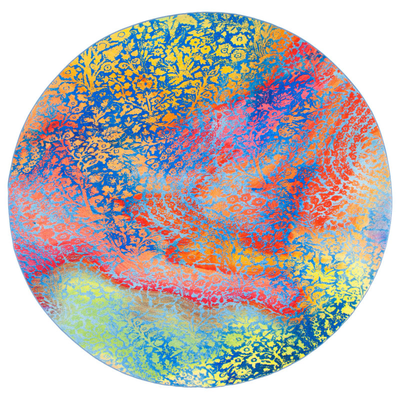 Darcy Performance Machine Washable Abstract Rug, Round 6'7"