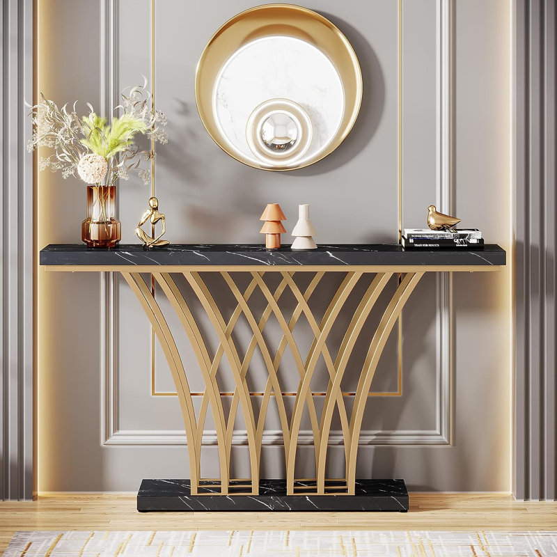 Boehlke 150cm Unfinished Console Table, Black Marble