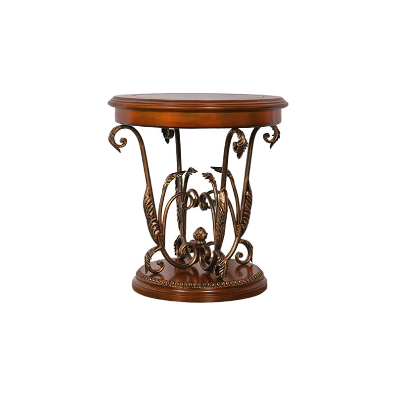 Modern Solid Wood  Iron End Table