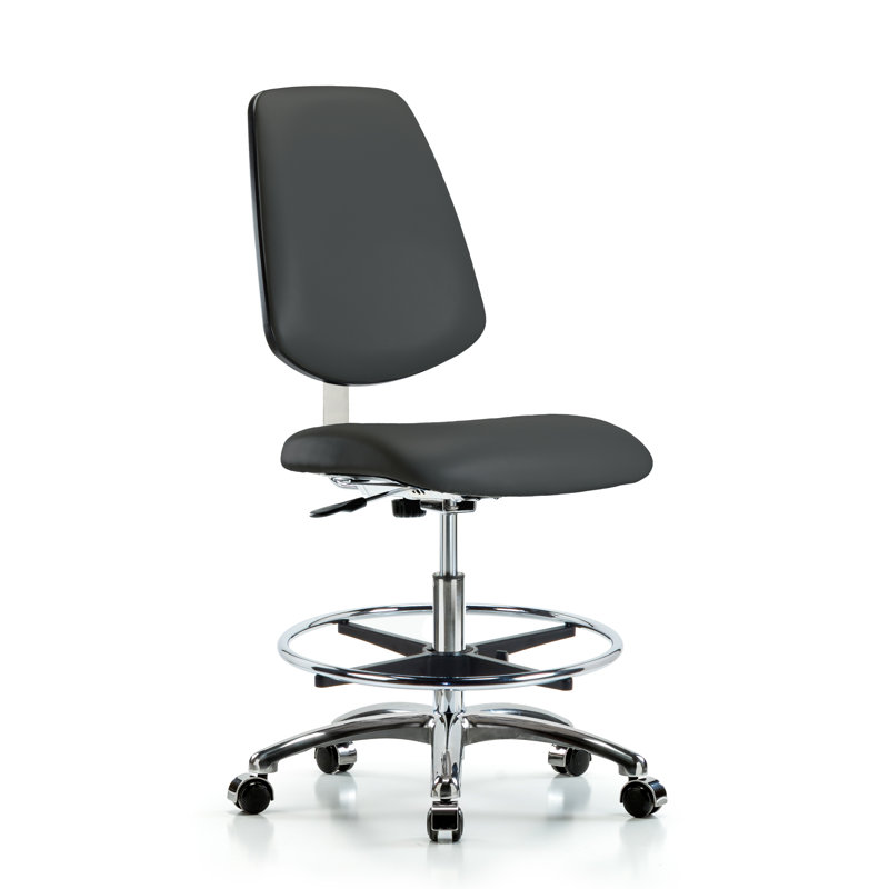 Anais Vinyl Drafting Chair, Casters, Charcoal