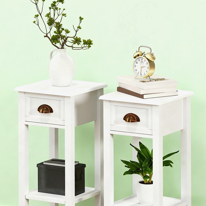 Ensemble de tables d'appoint, tables de bout avec tiroir et tablette