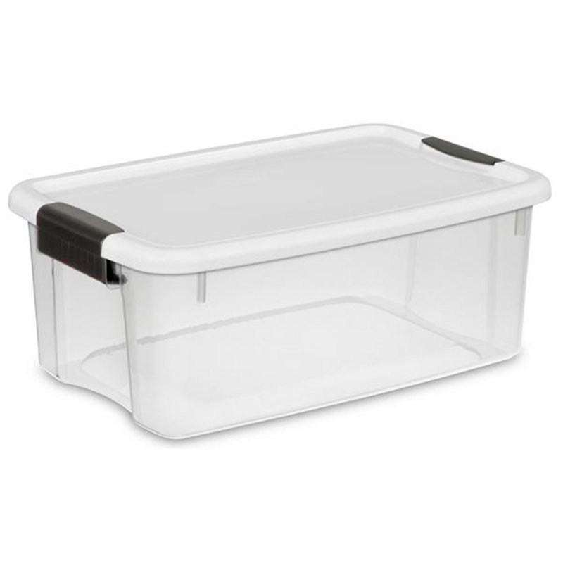 Clear Plastic Stackable Storage Bins with Latching Lids, 12-Pack
