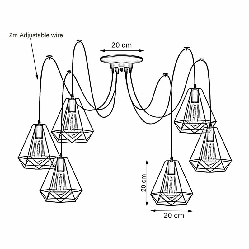 Sarnen 6 - Light Black Cluster Pendant