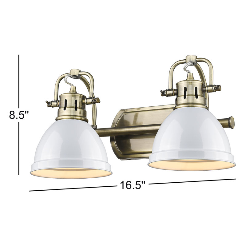 Drakeford Vanity Light, Matte Black, Aged Brass, 2 Lights