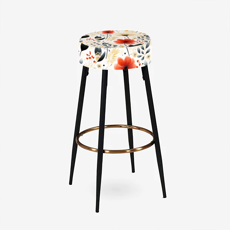 Ensemble de 2 tabourets à imprimé animal, Motif floral aquarelle fantaisie corail