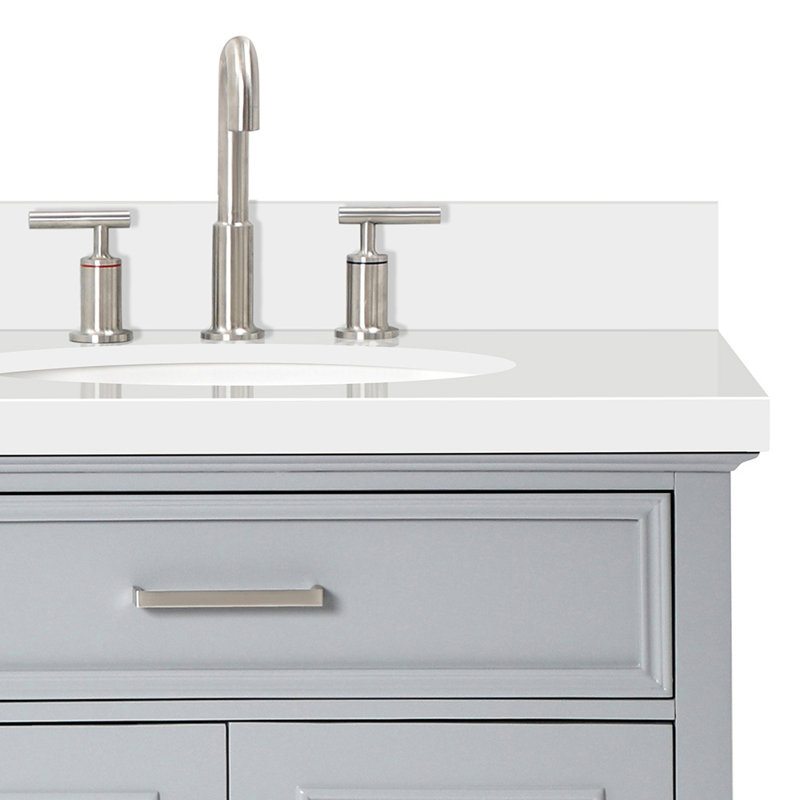 Kensington 73'' W Double Vanity, Gray, Oval, Pure White Quartz