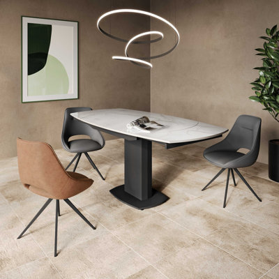 Condace Rectangular Dining Table with Steel Base