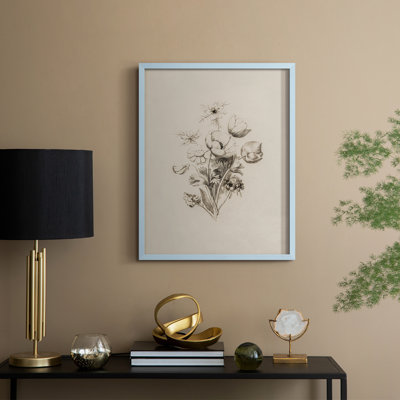 Reproduction florale vintage avec encadrement CECXLIV - bois massif