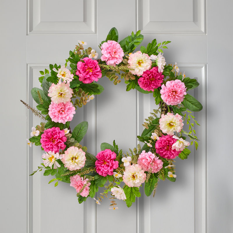 Couronne de pivoines roses 22 po