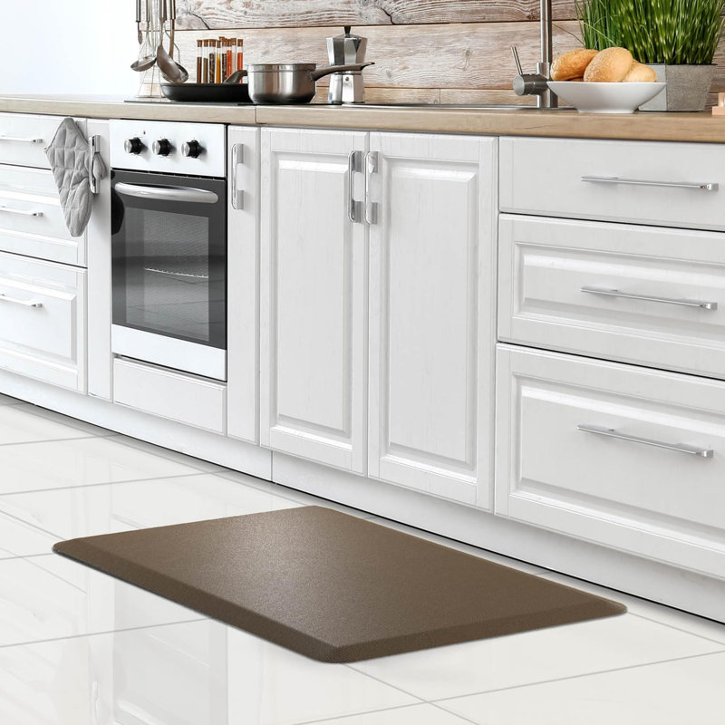 Tapis de cuisine anti-fatigue, tapis de bureau debout, antidérapant, Brun