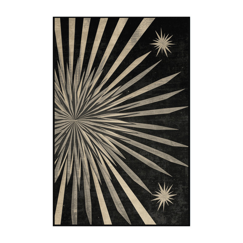 Machine Washable Pantelie Posh & Luxe Starburst Rug in Brown – Black Binding, 7 x 9