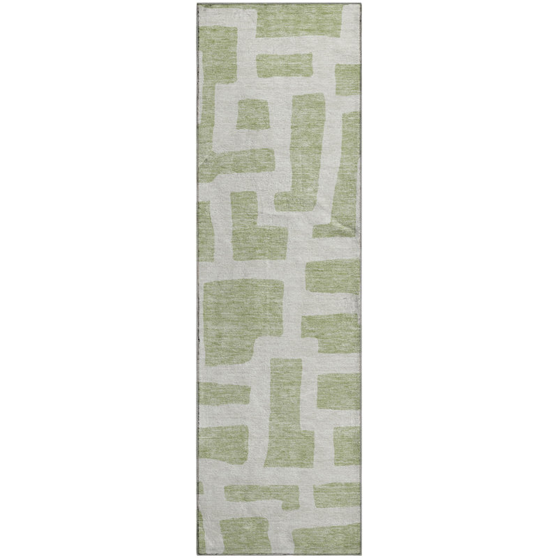 Premium Machine Washable Prisco Aloe Rug, Runner 2'3" x 7'6"