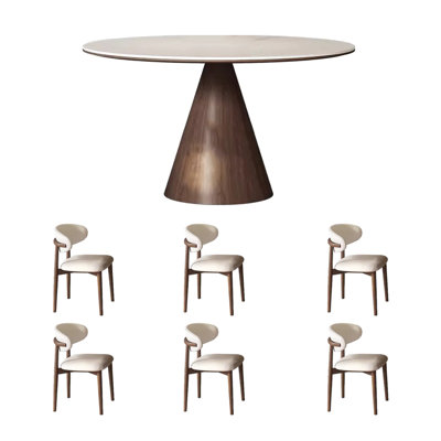 Round retro style dining table and chair