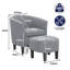 Fauteuil demi-tonneau gris avec ensemble de repose-pieds - Fauteuil demi-tonneau rembourré en tissu moderne et repose-pieds assorti, fauteuil de lecture en forme de U avec siège rembourré épais, structure en bois massif, siège d'appoint de salon compact, assemblage facile