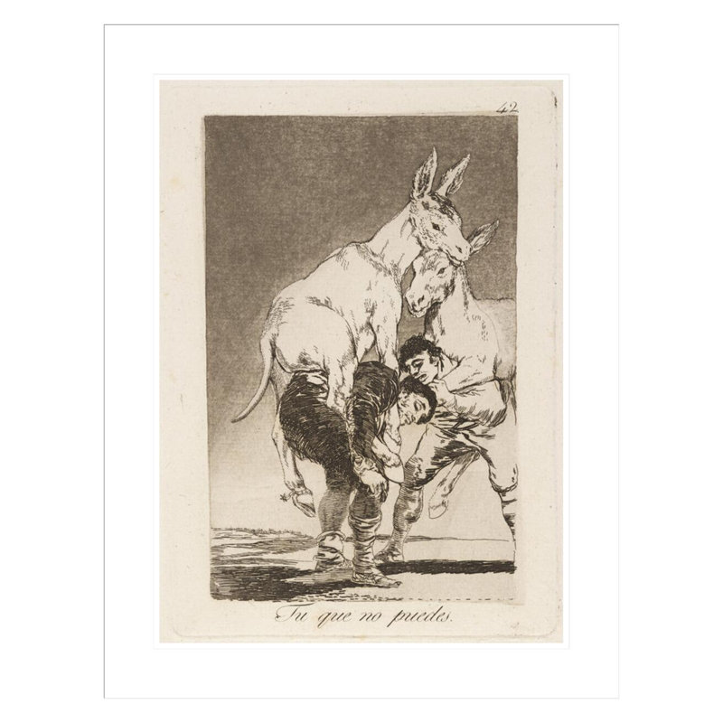 Tu que no puedes. (Thou qui ne peut pas.) Par Francisco de Goya - impression giclée encadrée, H 29,5 po x l 22,73 po