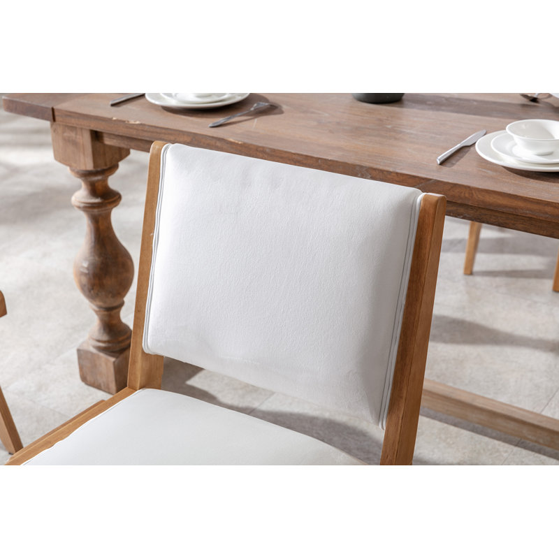 Chaises de cuisine et de salle à manger rembourrées modernes avec structure en bois massif / dossier incurvé, Velours crème