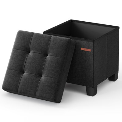 Storage Ottoman, Small Ottoman Foot Rest With Legs, 15 X 15 X 15.7 Inches Foot Stool, Ottoman With Storage, Load Up To 660 Lb, For Living Room, Bedroom, Dorm