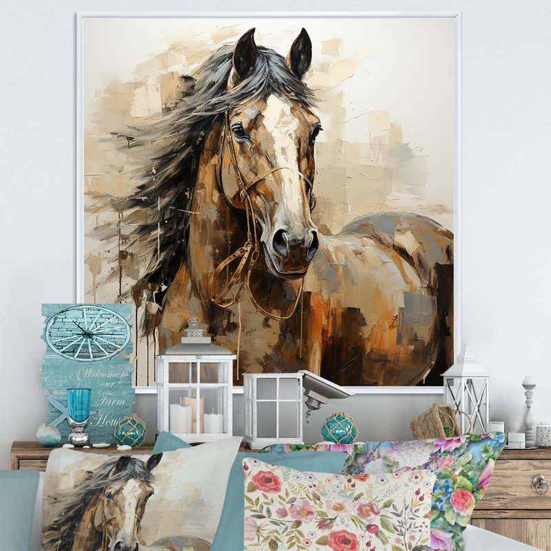 Cheval, liberté symbolique - impression sur toile, H 24 po x l 24 po x P 1 po, Cadre flottant blanc