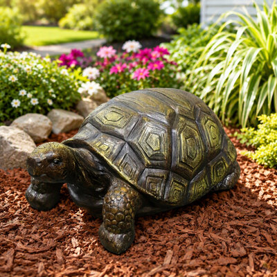 Grande statue de tortue 3D, sculpture de jardin en résine réaliste avec motif de coquille complexe, décoration intérieure et extérieure résistante aux intempéries pour la pelouse, le balcon, le patio, cadeau de maison unique et art paysager
