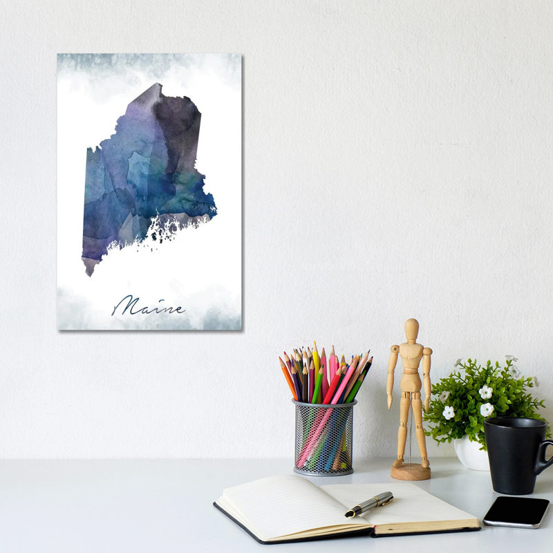 Maine State Bluish - Wrapped Canvas Painting, 30.48cm H x 20.32cm W x 1.91cm D