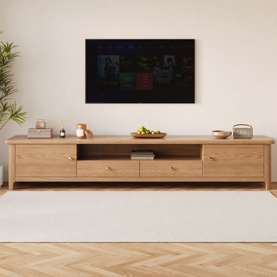 Solid wood TV stand lines smooth