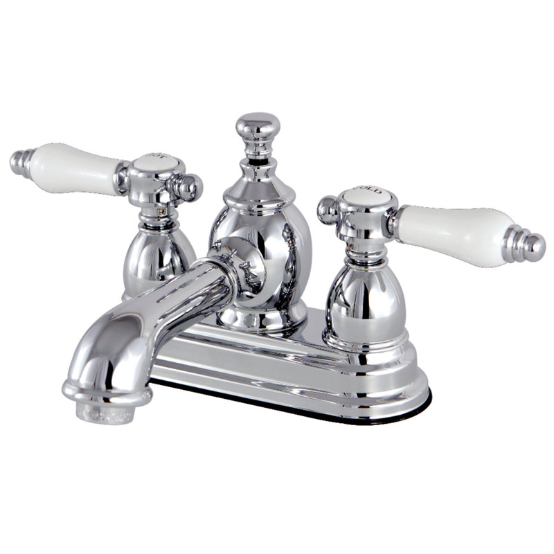Kingston Brass Bel-Air Two-Handle 3-Hole Deck Mount 4" Centerset Bathroom Faucet with Brass Pop-Up, Polished Chrome