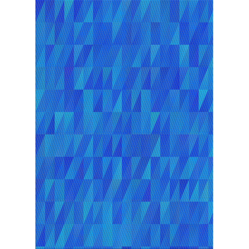 Tapis bleu en laine touffeté à la main à motif géométrique S Devise