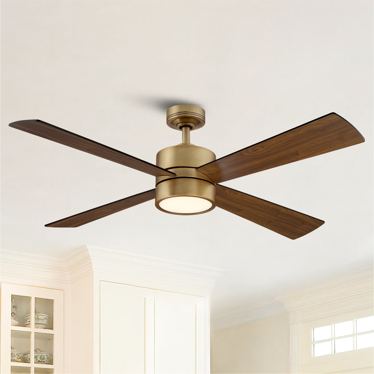 Camran 52'' Brushed Brass Dimmable Ceiling Fan with LED Lights and Remote Control 6 Speeds Reversible DC Motor Timer Memory