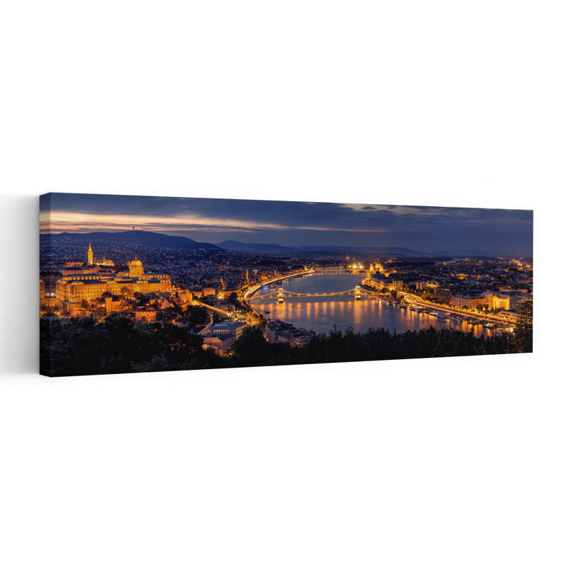 Art nocturne de la ville de Budapest, H 16 po x l 48 po