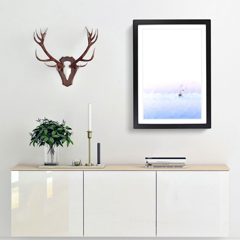 Sailboat upon the Ocean in Abstract - Picture Frame Graphic Art Print, 50cm H x 35cm W x 2cm D, Black