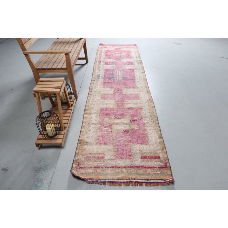Tapis de couloir turc fait à la main en rose Herki pour escaliers et couloirs - Article 8602