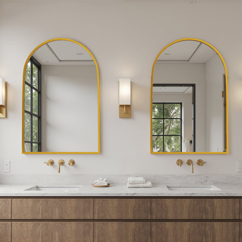 Miroir mural pour salle de bain Carmen, Doré