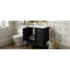 Armoire de salle de bain moderne 30 po, couleur noire, bois massif +, comptoir en céramique, 3 tiroirs et porte pour meuble-lavabo exceptionnel, armoire-130597418