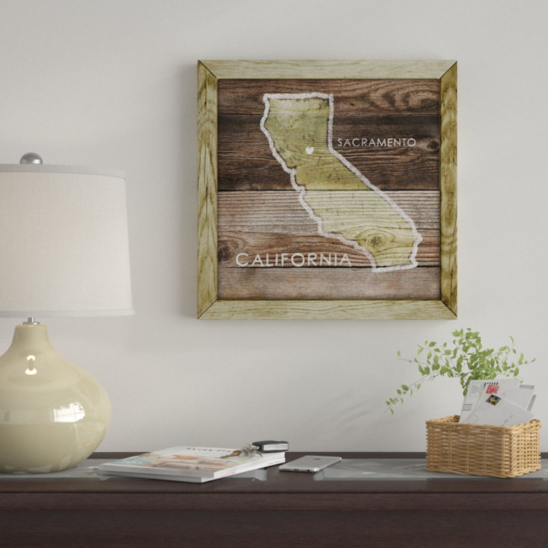 « california rustique map », impression sur toile, H 12 po x l 12 po x P 0,75 po, Pas de tapis, Toile tendue