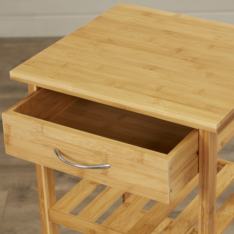 15.8 " W Kitchen Cart with Solid Wood Top