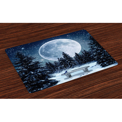 Aguero Winter Moonlight Forest Bird Placemat