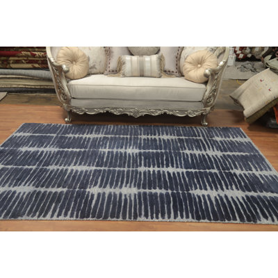 Tapis indien contemporain en laine 5 x 9