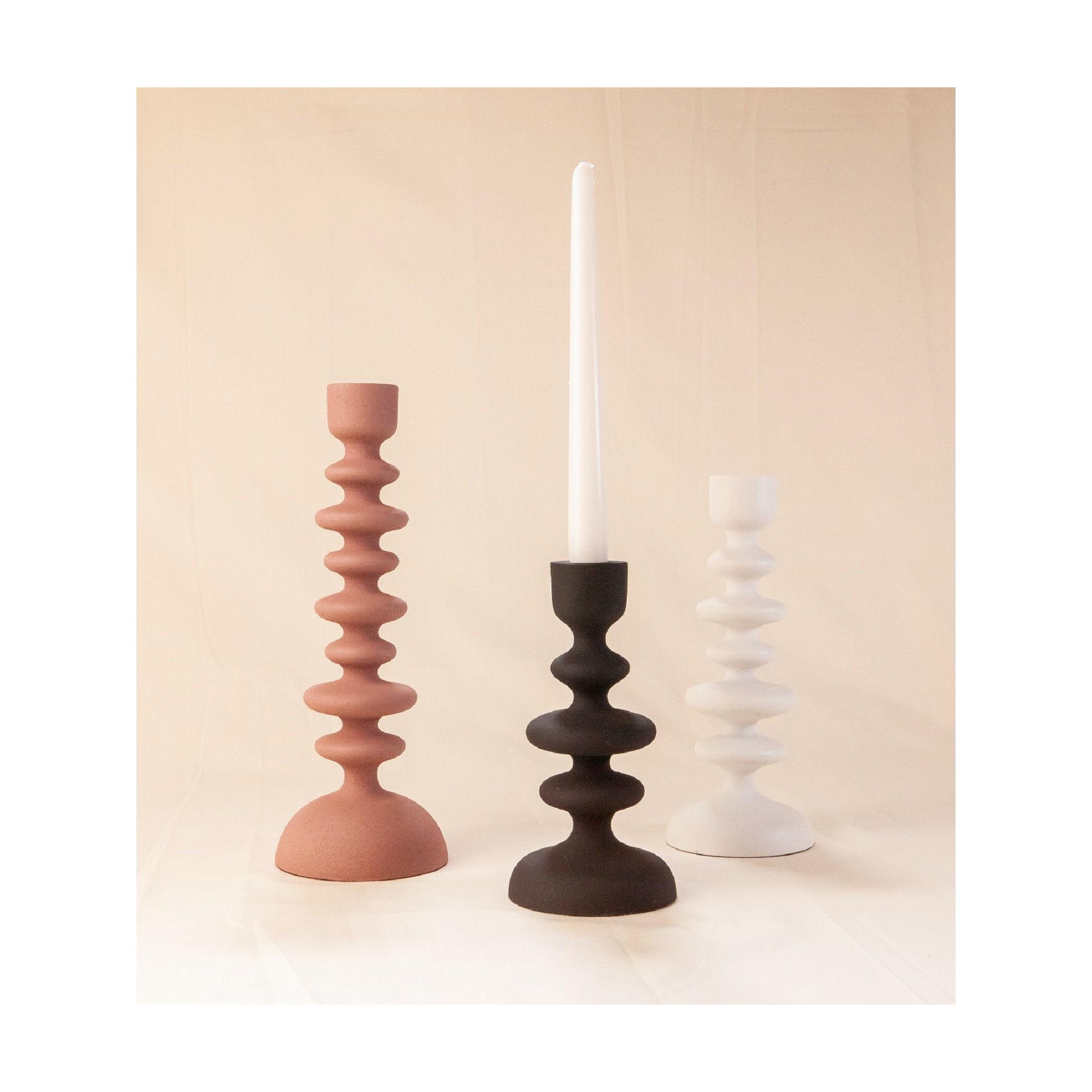 Giedre Aluminium Candle Holder, 10.25" H x 4" W x 4" D, White