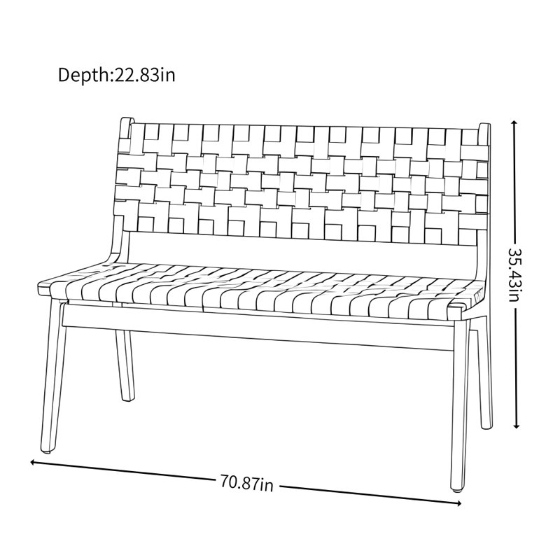 Modern Solid Wood Bench, Brown