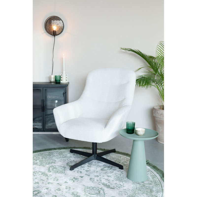 Yuki Swivel Lounge Chair, White Polyester