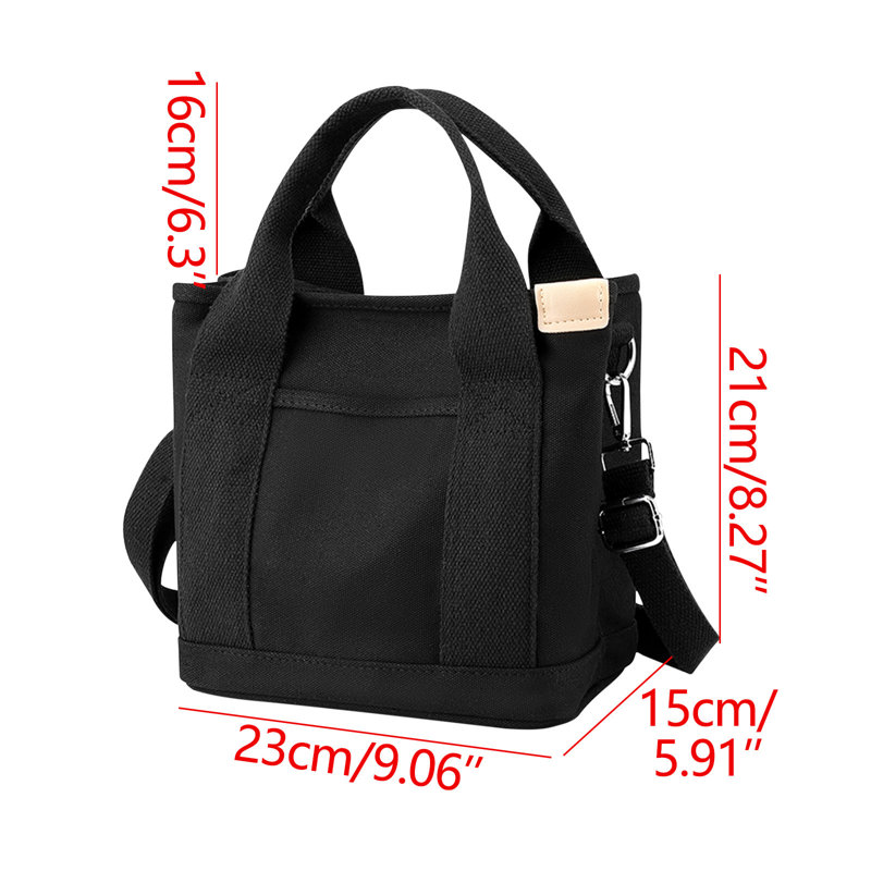 Sac fourre-tout en toile tendance Sac de rangement Sac à main à poches multiples Sac à main grande capacité, Black