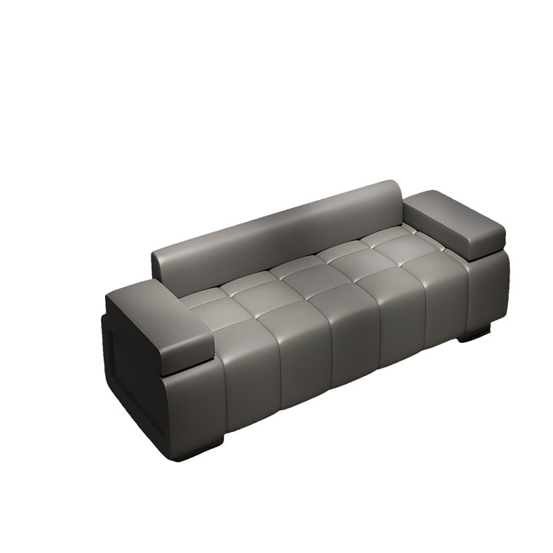 Runo Leather Match Upholstered Bench, Gray