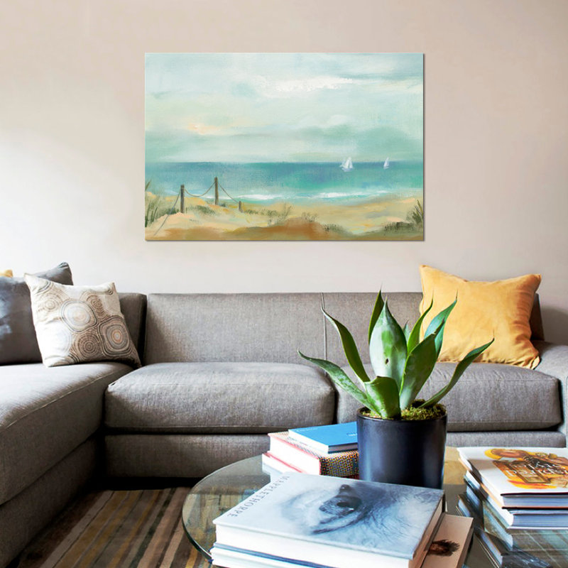 « serenity on the beach » sur toile, H 18 po x l 26 po x P 1,5 po, Toile avec cadre noir, Pas de tapis