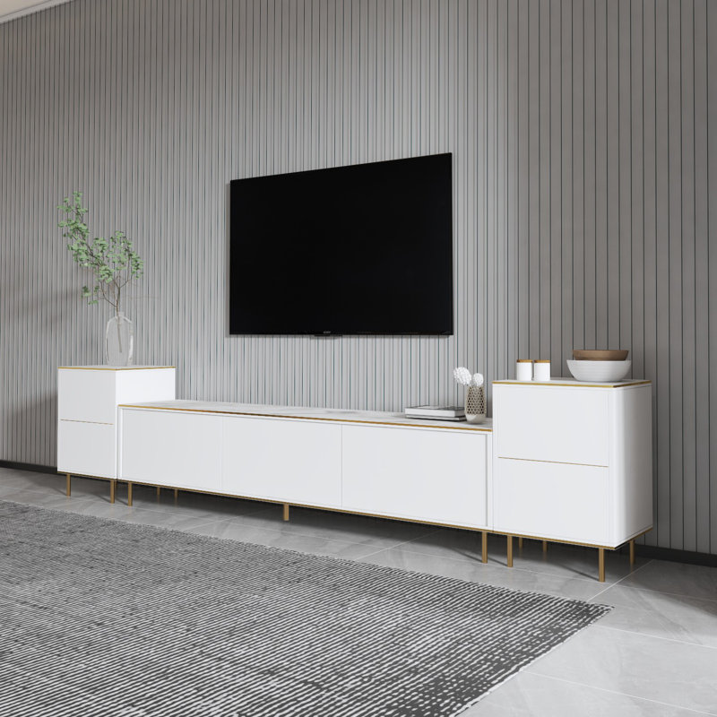 Keikei Unfinished TV Stand, White