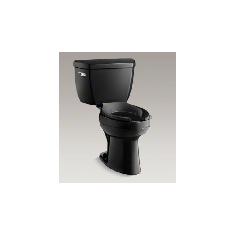 Highline Classic Comfort Height 2 Piece Elongated 1.0 GPF Toilet with Pressure Flush Technology, Yes, Black Black, Left-Hand