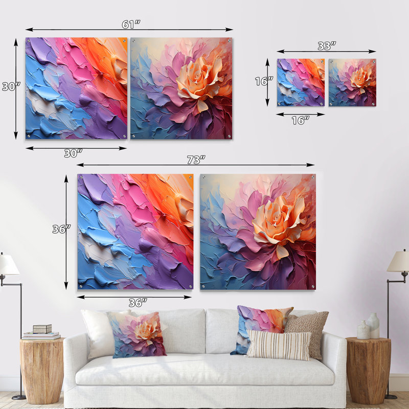 Rainbow Hue Harmony - ensemble de 2 verres muraux en acrylique Rainbow, H 16 po x l 33 po